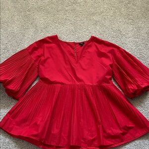 River Island Red Pleated Blouse
